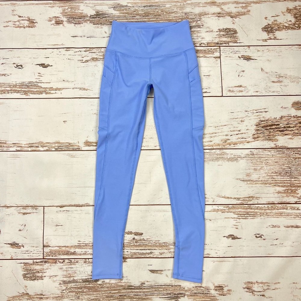 X by Gottex Leggings Size XS Becky Ankle Pockets Periwinkle Blue High Rise Waist - Picture 4 of 10